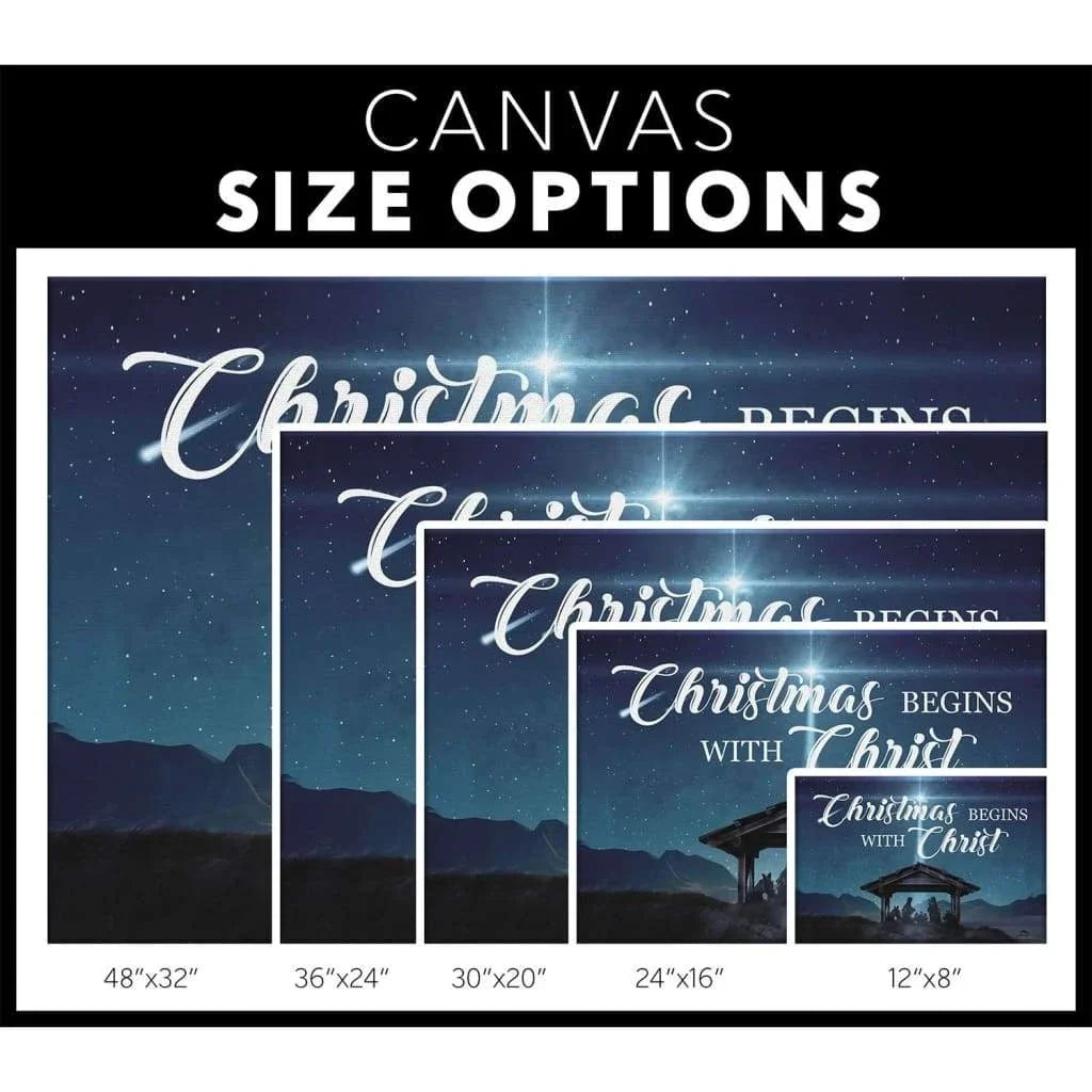 christmas begins with christ wall art canvas christian christmas gifts (Landscape) (view 4)