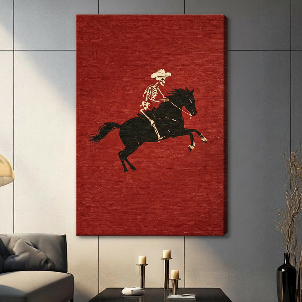Skeleton Cowboy Rider Canvas Art Wall Art