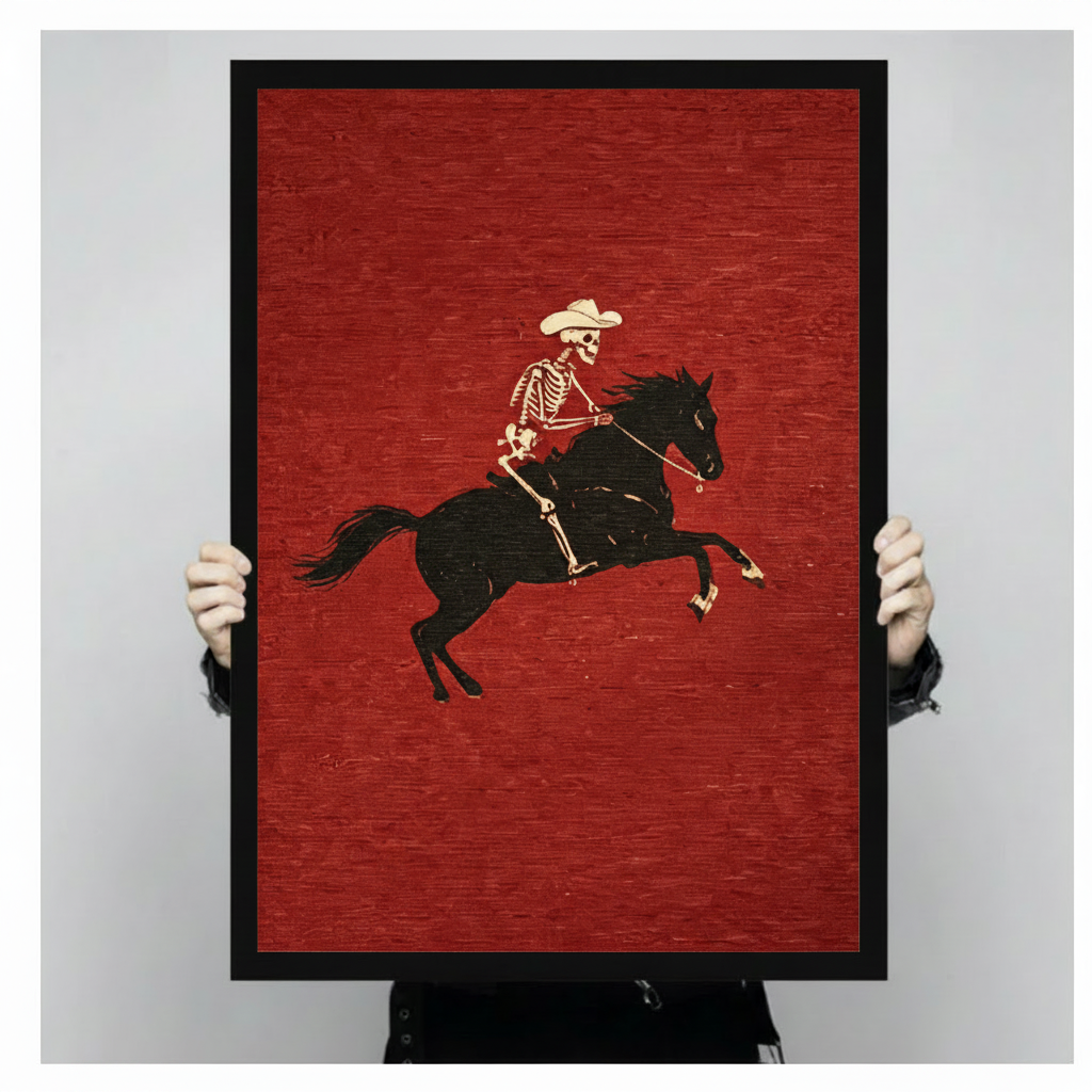 Skeleton Cowboy Rider Canvas Art Wall Art