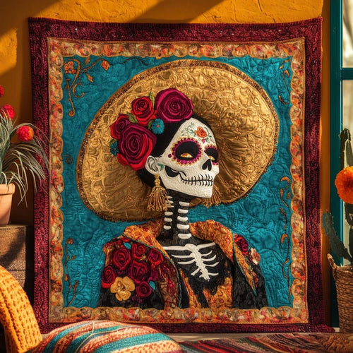 Skeleton Lady Star Bloom Quilt Blanket
