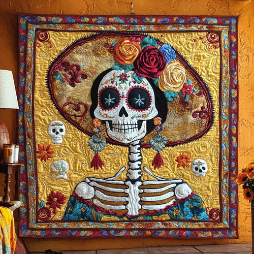 Skeleton Lady Sunshine Quilt Blanket