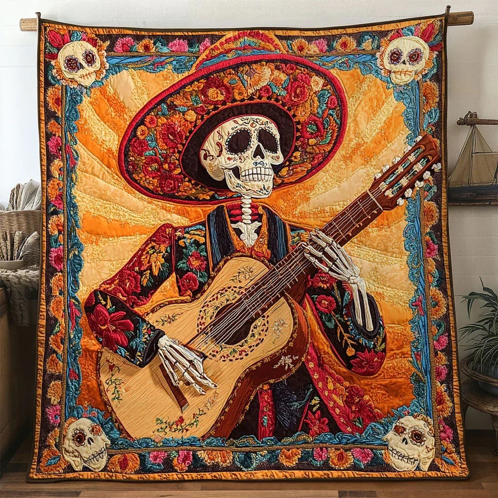 Skeleton Midnight Song Quilt Blanket