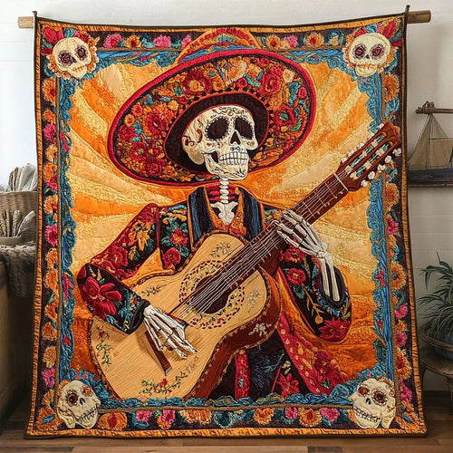 Skeleton Midnight Song Quilt Blanket