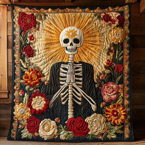 Skeleton Pray Quilt Blanket