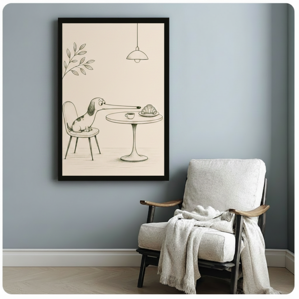 Funny Dachshund Cafe Canvas Wall Art