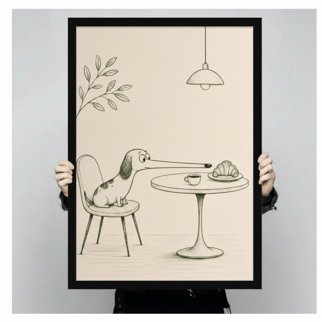 Funny Dachshund Cafe Canvas Wall Art