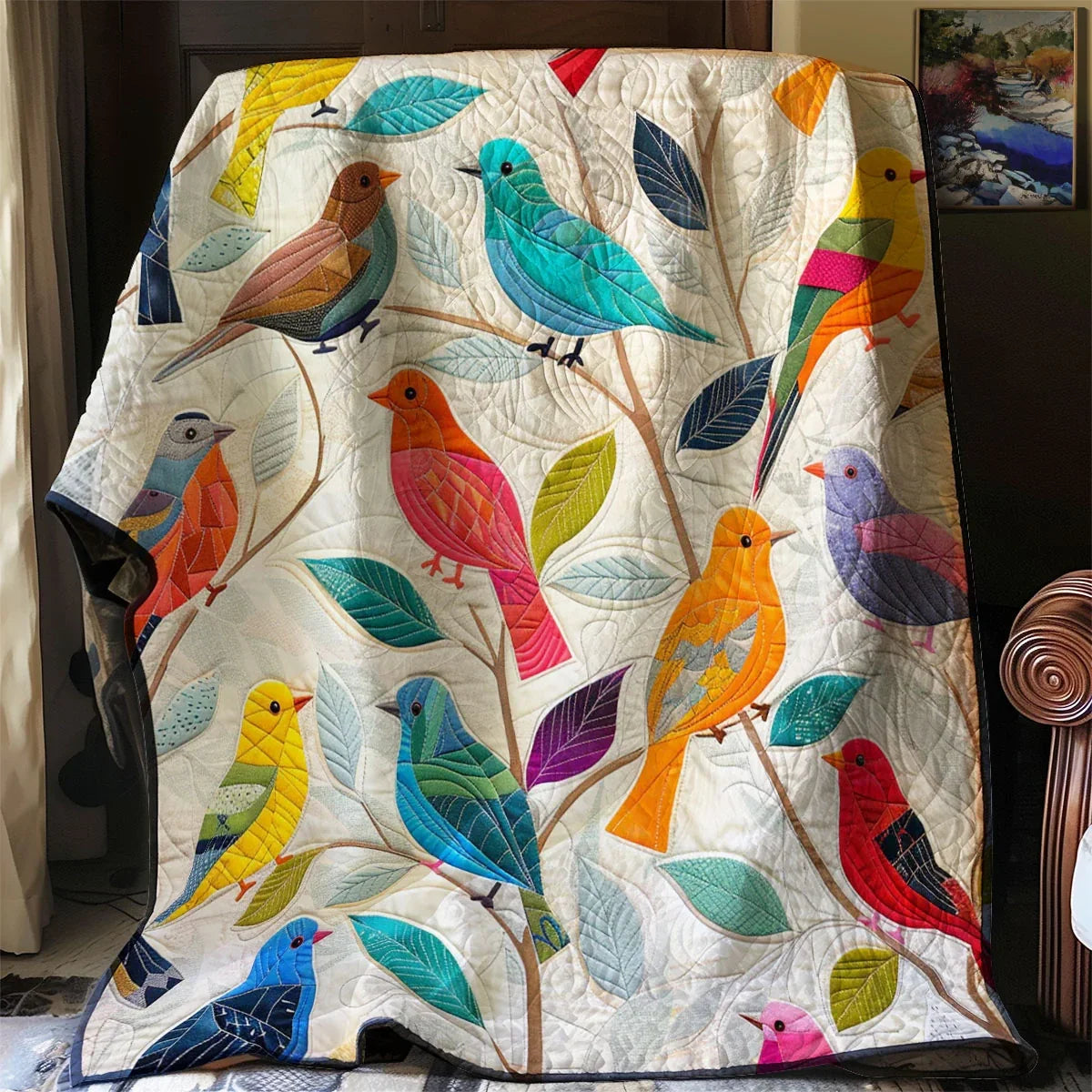Sketchy Sparrow Quilt Blanket