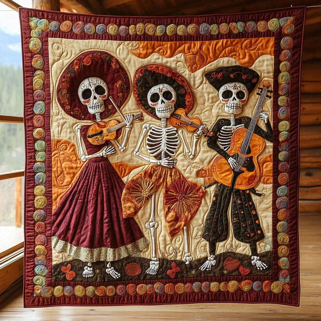 Skull And Song Quilt Blanket