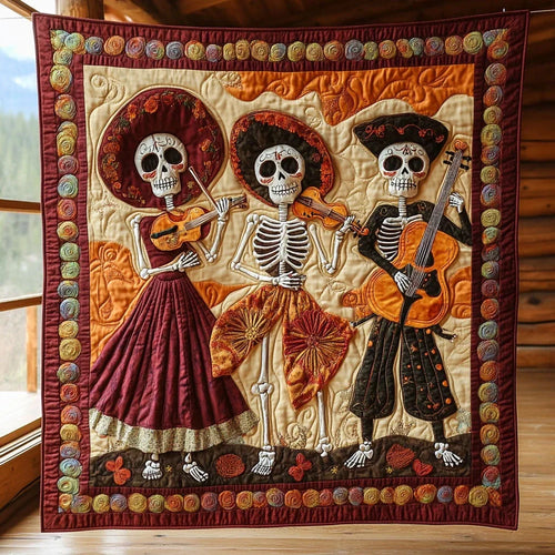 Skull And Song Quilt Blanket