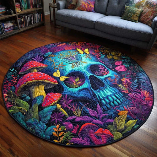 Skull Bloom Quilted Round Mat