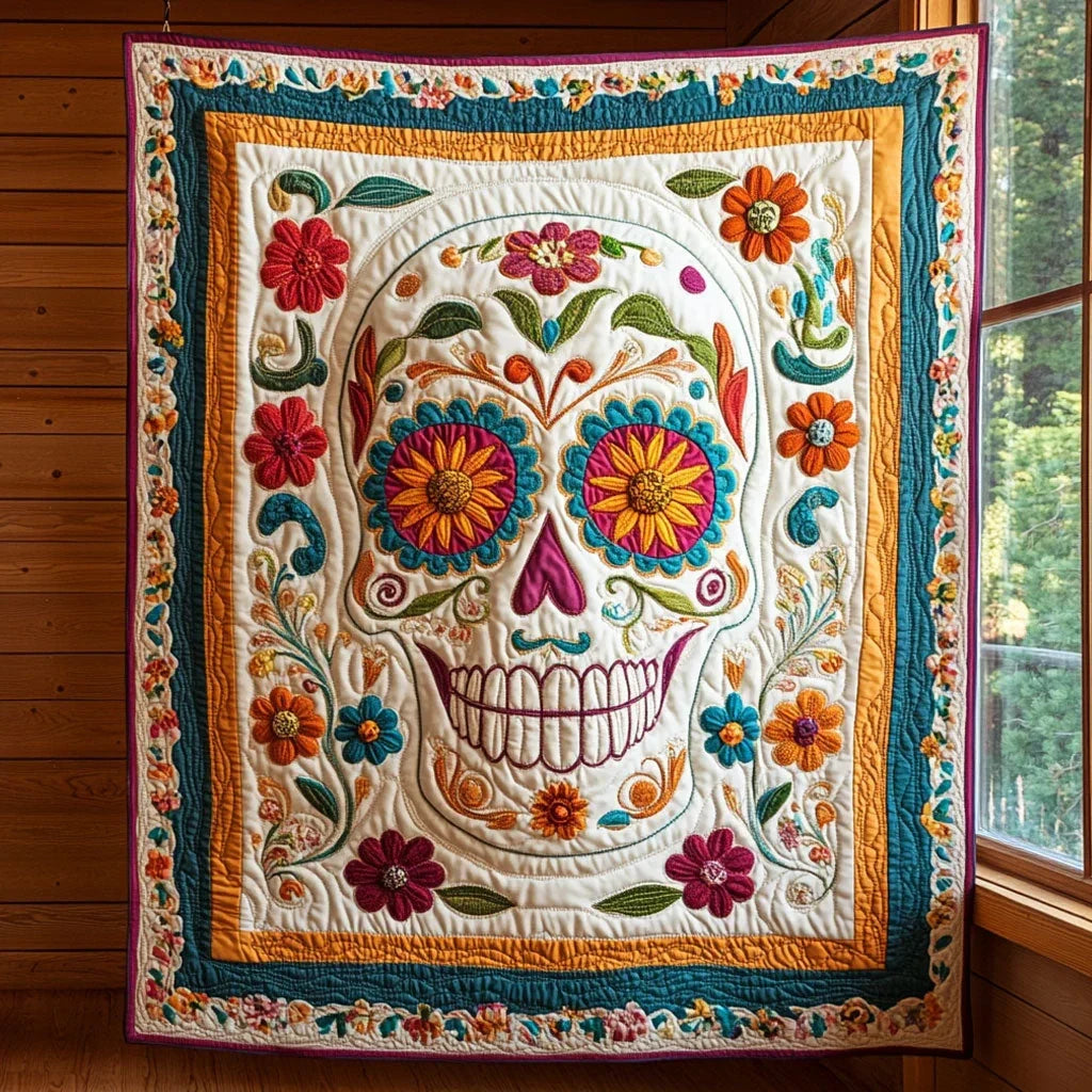 Skull Blossom Quilt Blanket