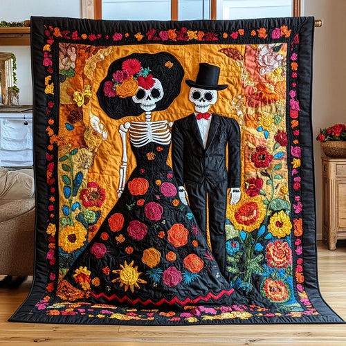 Skull Couple Quilt Blanket