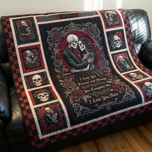 Skull Couple Quilt Blanket