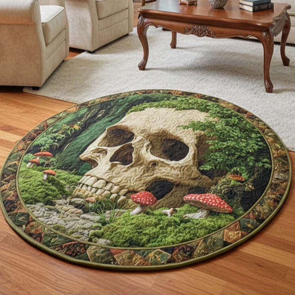 Skull Meadow Quilted Round Mat