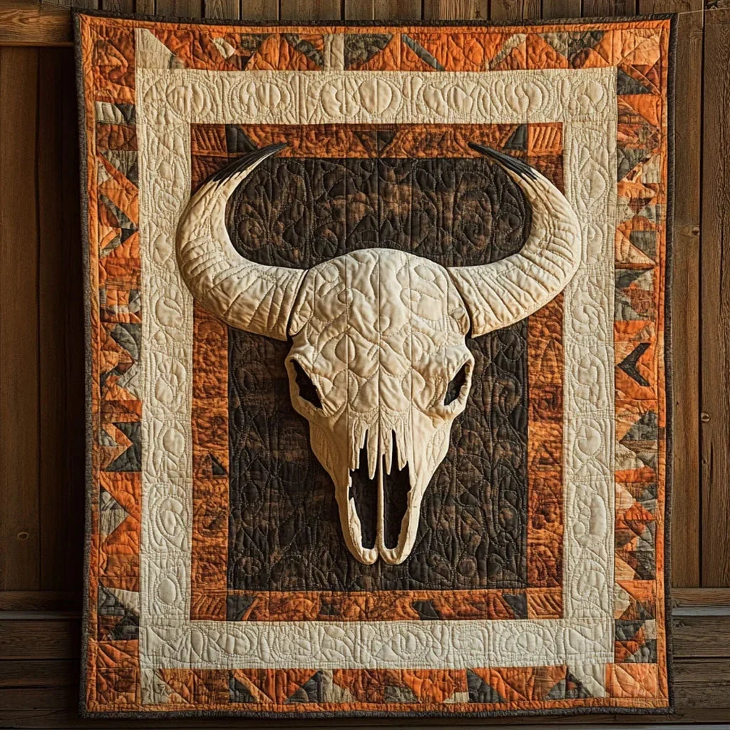 Skull Of The Plains Quilt Blanket