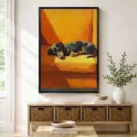 Sleeping Dachshund Oil Style Canvas Art Wall Art