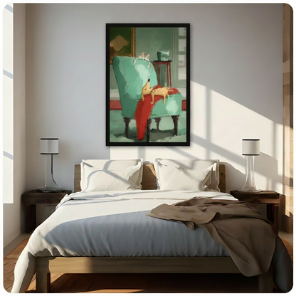Cozy Dog Cat Nap Vintage Chair Canvas Art Wall Art