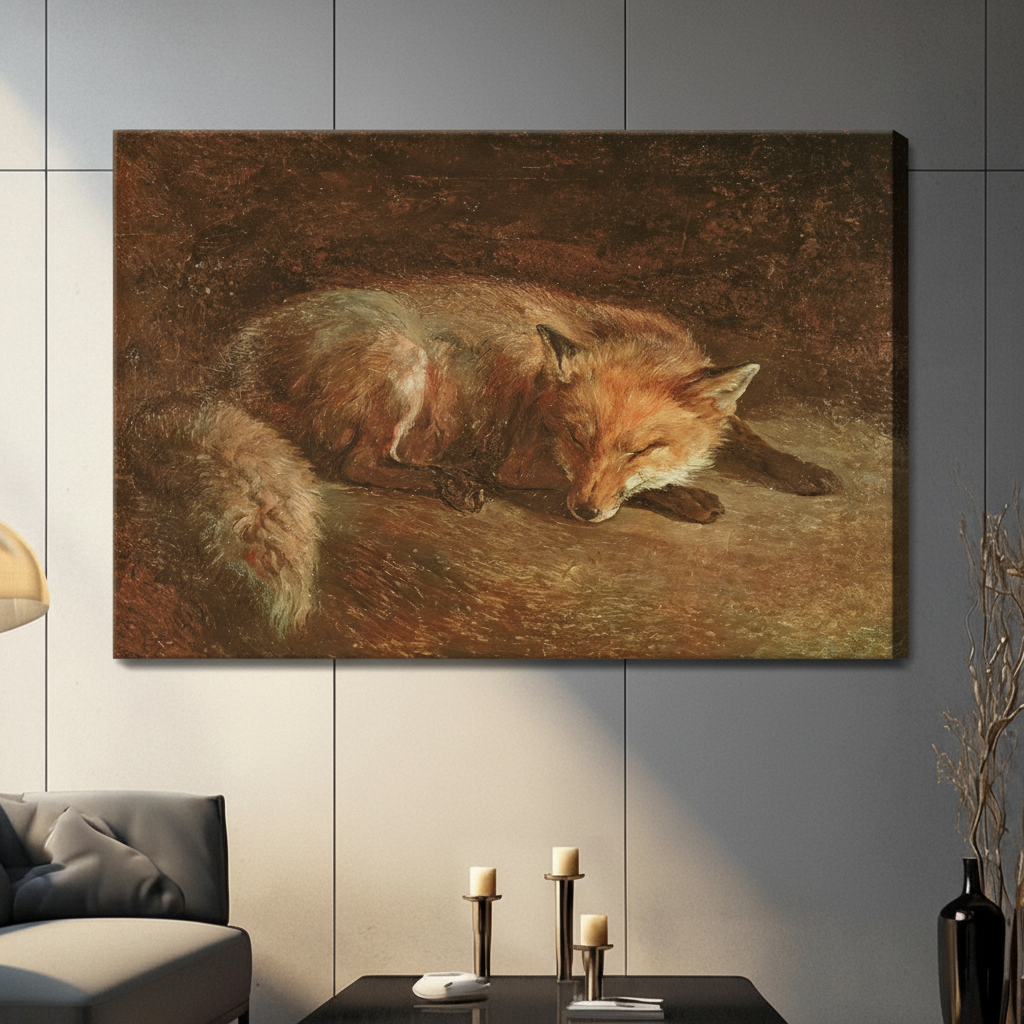 Sleeping Fox Classical Oil Painting Canvas Art