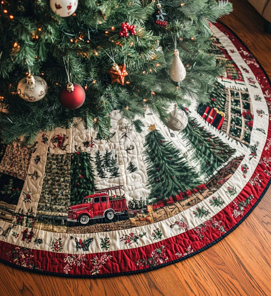 Sleigh Ride Snuggle Quilted Christmas Tree Skirt