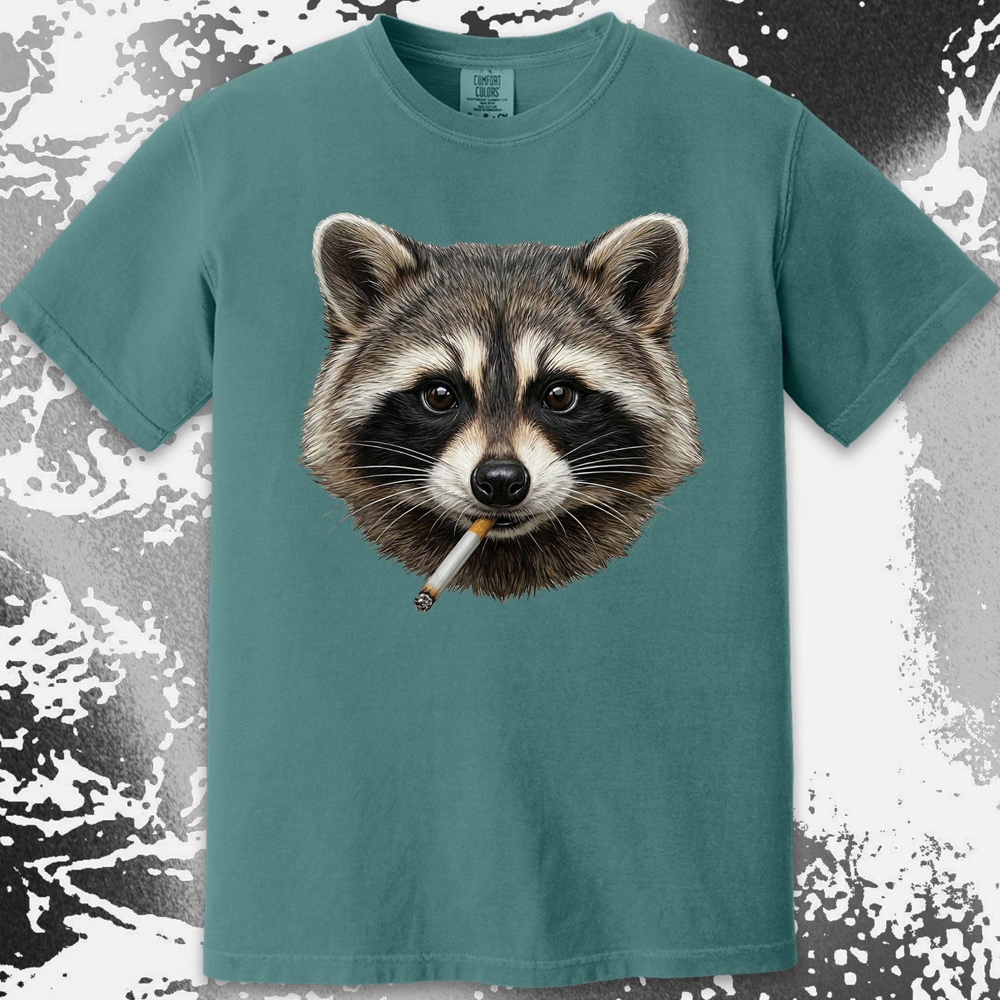 Smoking Raccoon T-Shirt, Midnight Mischief Attitude, Rebel Humor Art, funny meme tee gift (view 7)