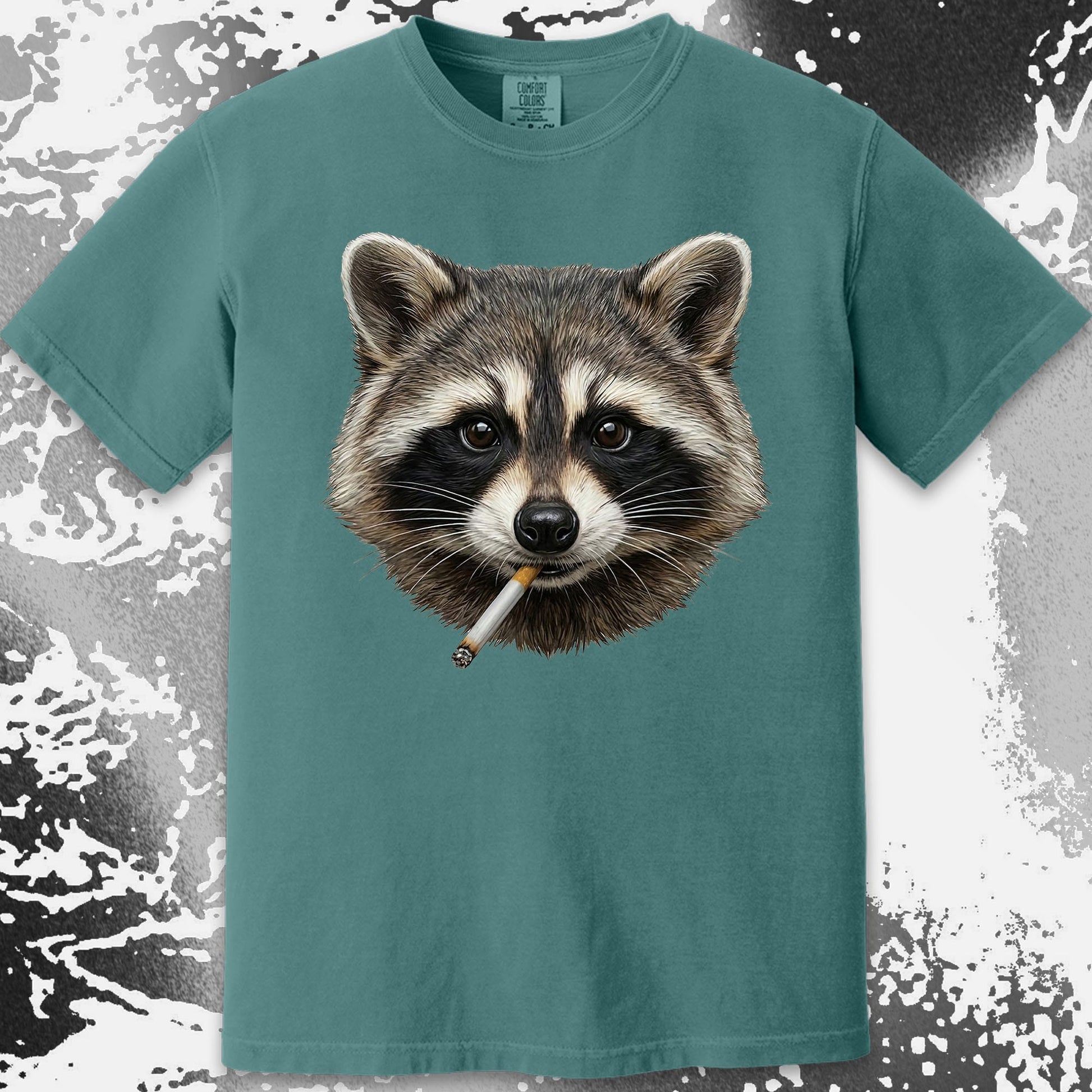 Smoking Raccoon T-Shirt, Midnight Mischief Attitude, Rebel Humor Art, funny meme tee gift (view 7)