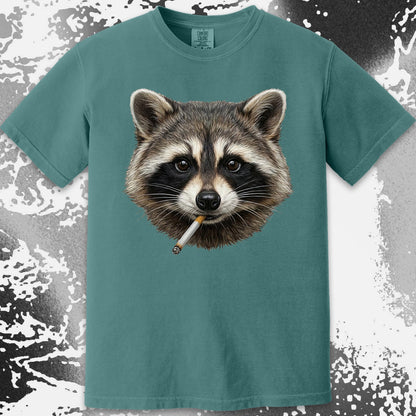 Smoking Raccoon T-Shirt, Midnight Mischief Attitude, Rebel Humor Art, funny meme tee gift (view 7)