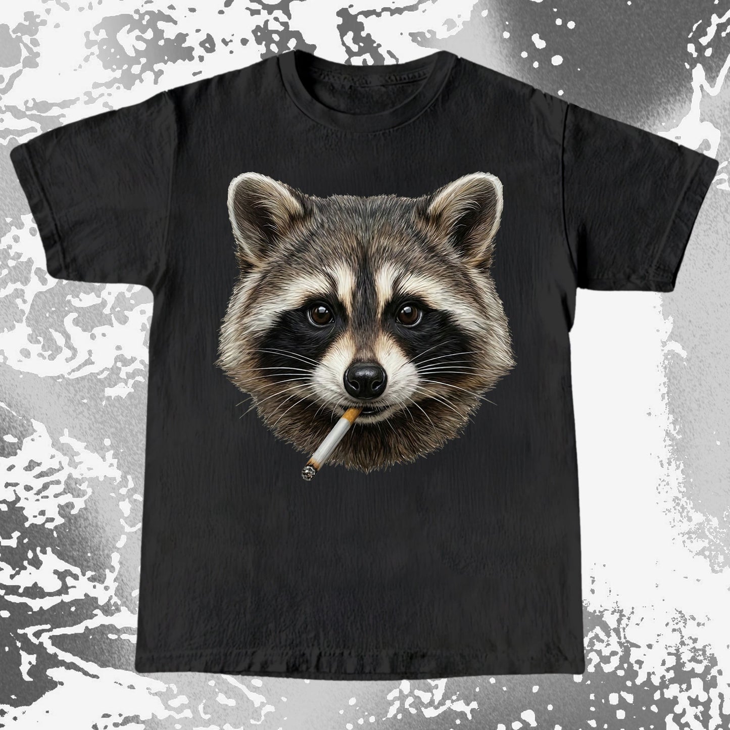 Smoking Raccoon T-Shirt, Midnight Mischief Attitude, Rebel Humor Art, funny meme tee gift (view 12)
