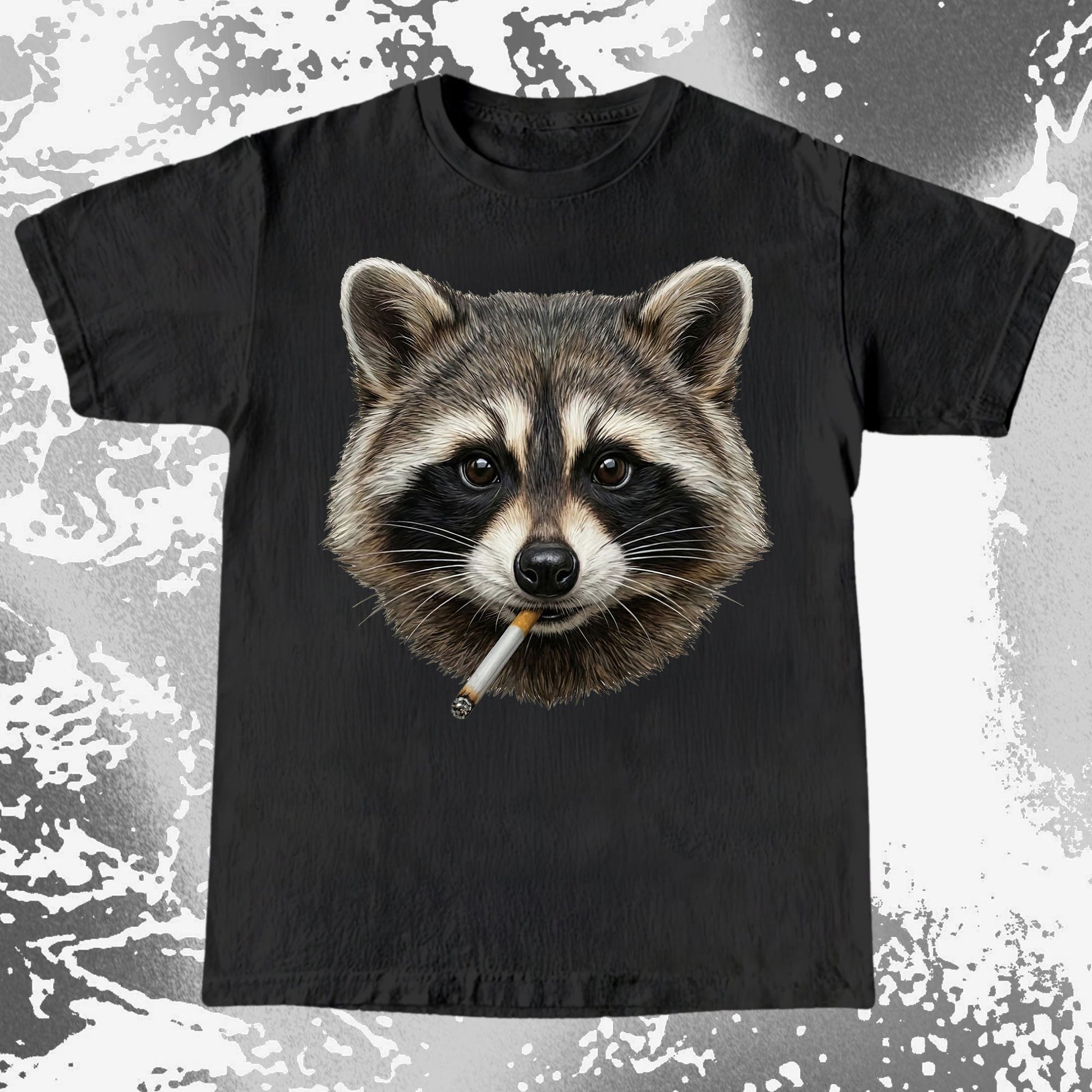 Smoking Raccoon T-Shirt, Midnight Mischief Attitude, Rebel Humor Art, funny meme tee gift (view 12)