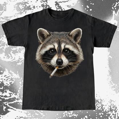 Smoking Raccoon T-Shirt, Midnight Mischief Attitude, Rebel Humor Art, funny meme tee gift (view 12)