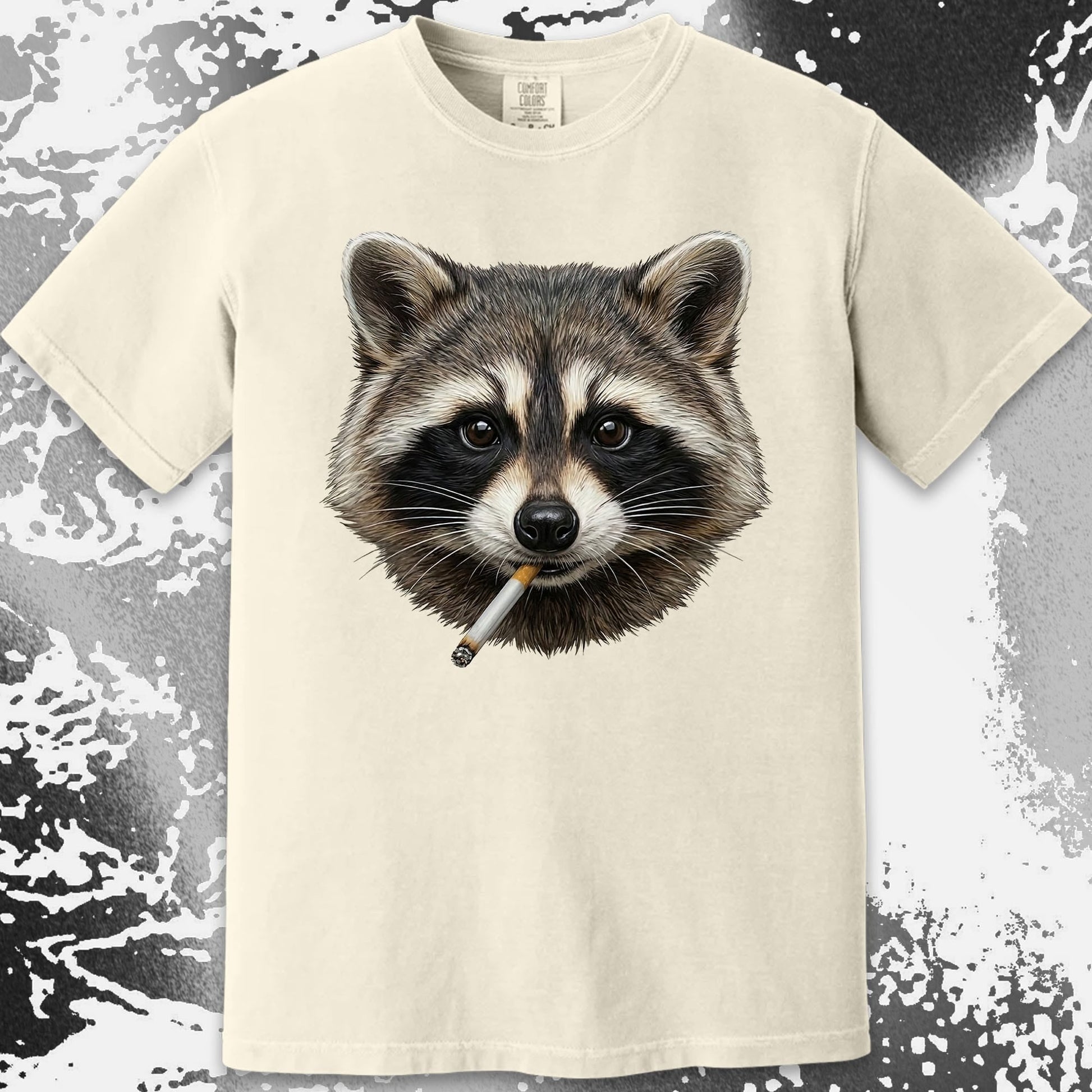 Smoking Raccoon T-Shirt, Midnight Mischief Attitude, Rebel Humor Art, funny meme tee gift (view 8)