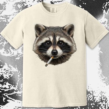 Smoking Raccoon T-Shirt, Midnight Mischief Attitude, Rebel Humor Art, funny meme tee gift (view 8)