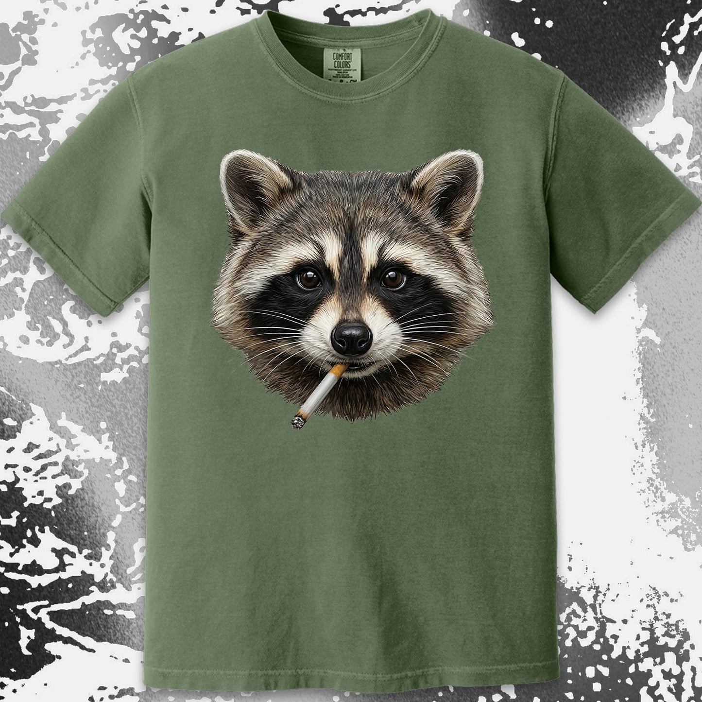 Smoking Raccoon T-Shirt, Midnight Mischief Attitude, Rebel Humor Art, funny meme tee gift (view 9)