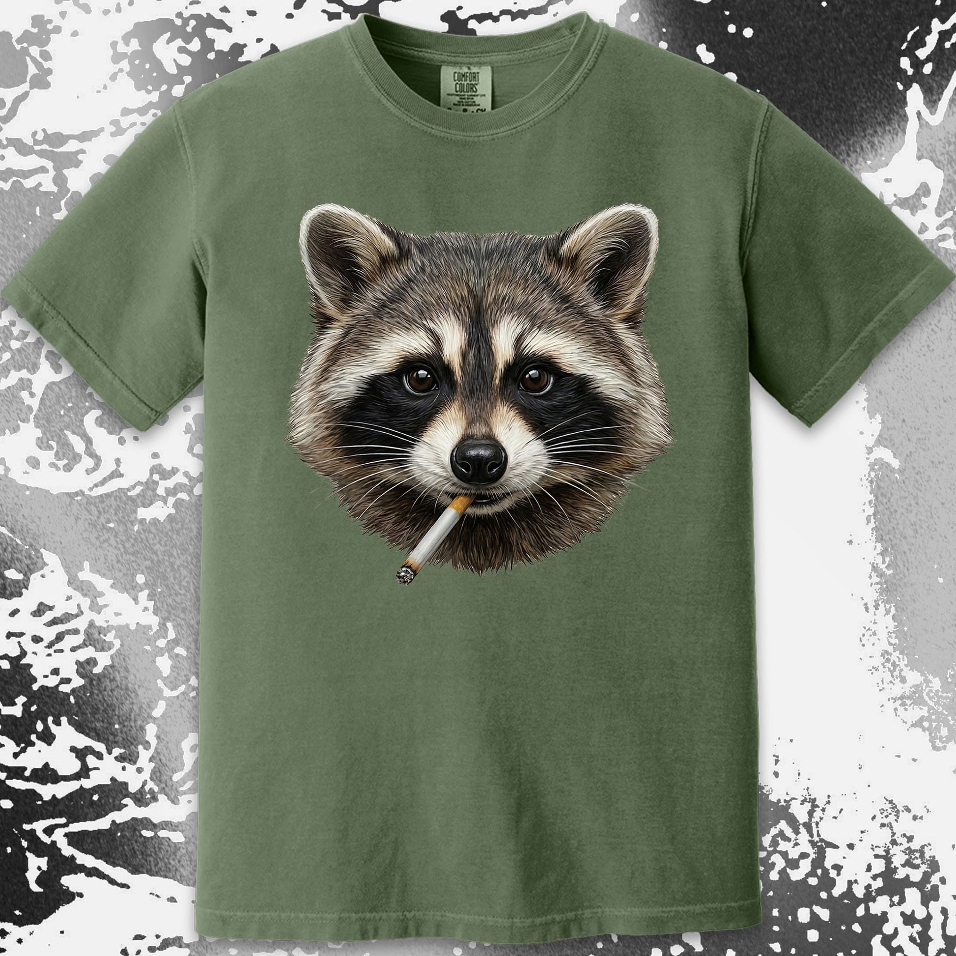 Smoking Raccoon T-Shirt, Midnight Mischief Attitude, Rebel Humor Art, funny meme tee gift (view 9)