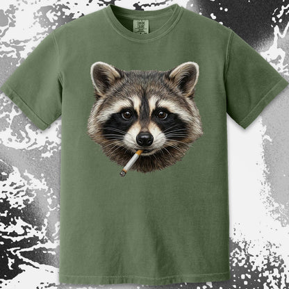 Smoking Raccoon T-Shirt, Midnight Mischief Attitude, Rebel Humor Art, funny meme tee gift (view 9)