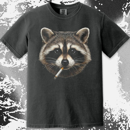 Smoking Raccoon T-Shirt, Midnight Mischief Attitude, Rebel Humor Art, funny meme tee gift (view 10)