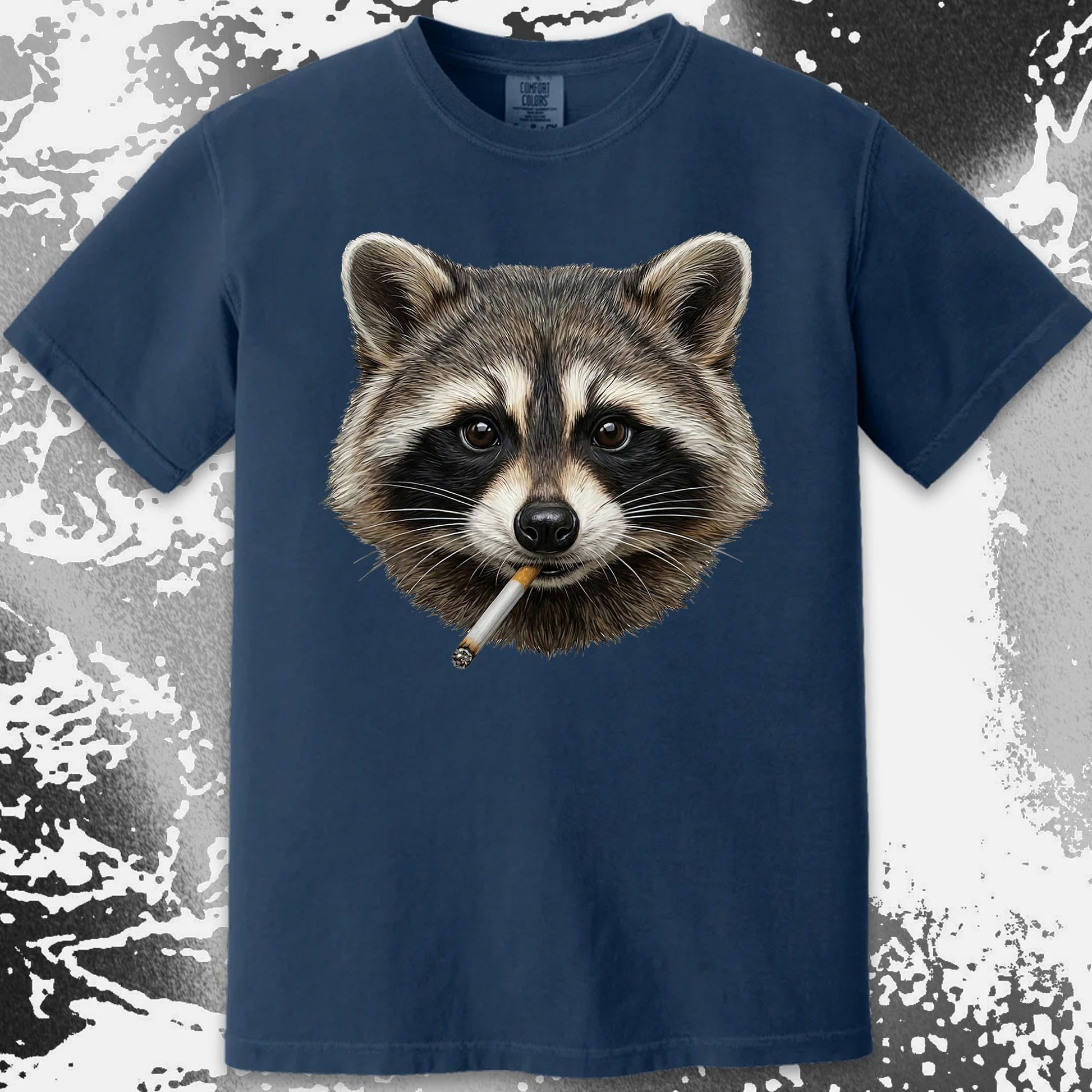 Smoking Raccoon T-Shirt, Midnight Mischief Attitude, Rebel Humor Art, funny meme tee gift (view 3)