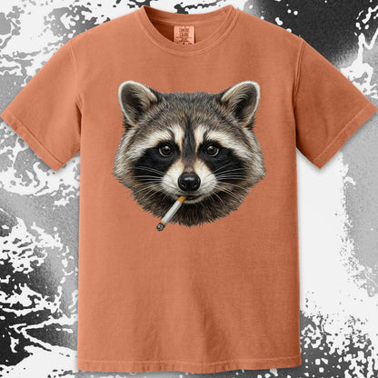Smoking Raccoon T-Shirt, Midnight Mischief Attitude, Rebel Humor Art, funny meme tee gift (view 5)