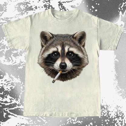 Smoking Raccoon T-Shirt, Midnight Mischief Attitude, Rebel Humor Art, funny meme tee gift (view 13)
