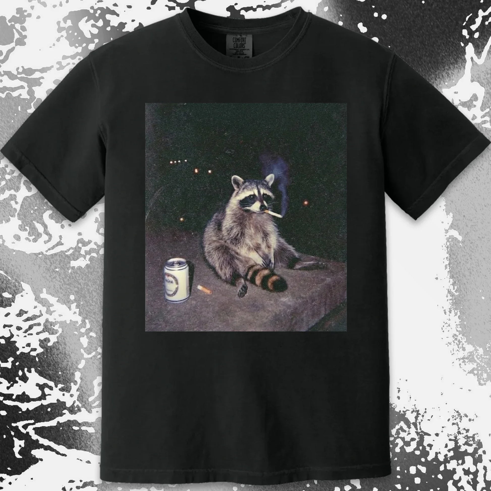 Raccoon Smoking T-Shirt, Late Night Loneliness Aesthetic, Dark Humor Animal Art, funny meme tee gift (view 16)