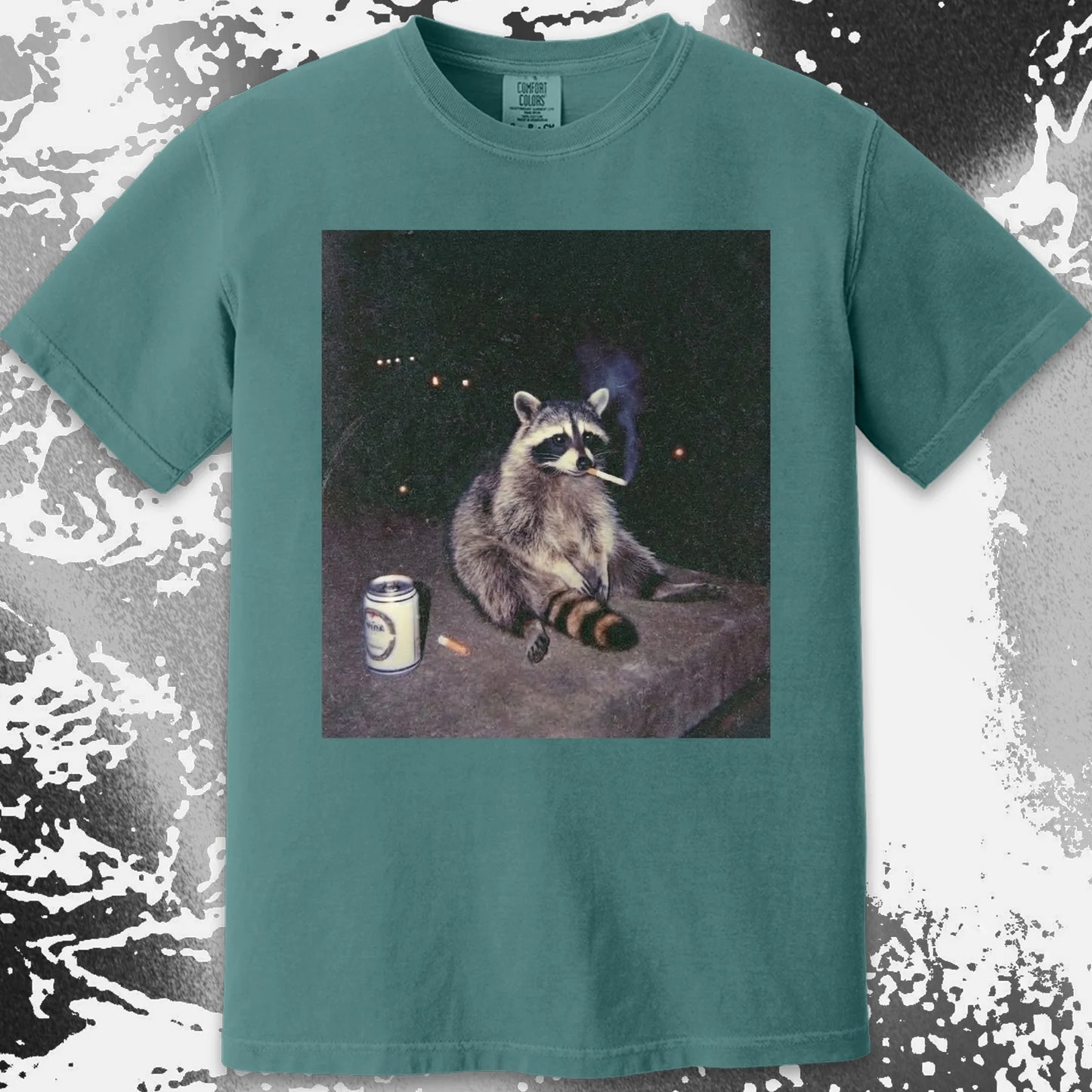 Raccoon Smoking T-Shirt, Late Night Loneliness Aesthetic, Dark Humor Animal Art, funny meme tee gift (view 18)