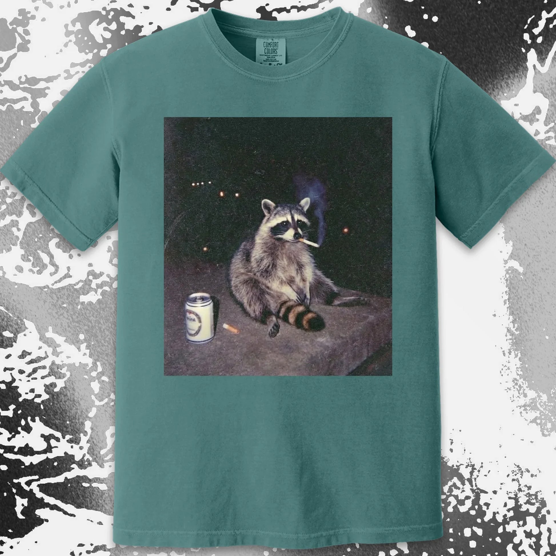 Raccoon Smoking T-Shirt, Late Night Loneliness Aesthetic, Dark Humor Animal Art, funny meme tee gift (view 18)