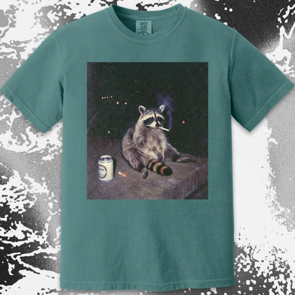 Raccoon Smoking T-Shirt, Late Night Loneliness Aesthetic, Dark Humor Animal Art, funny meme tee gift (view 18)