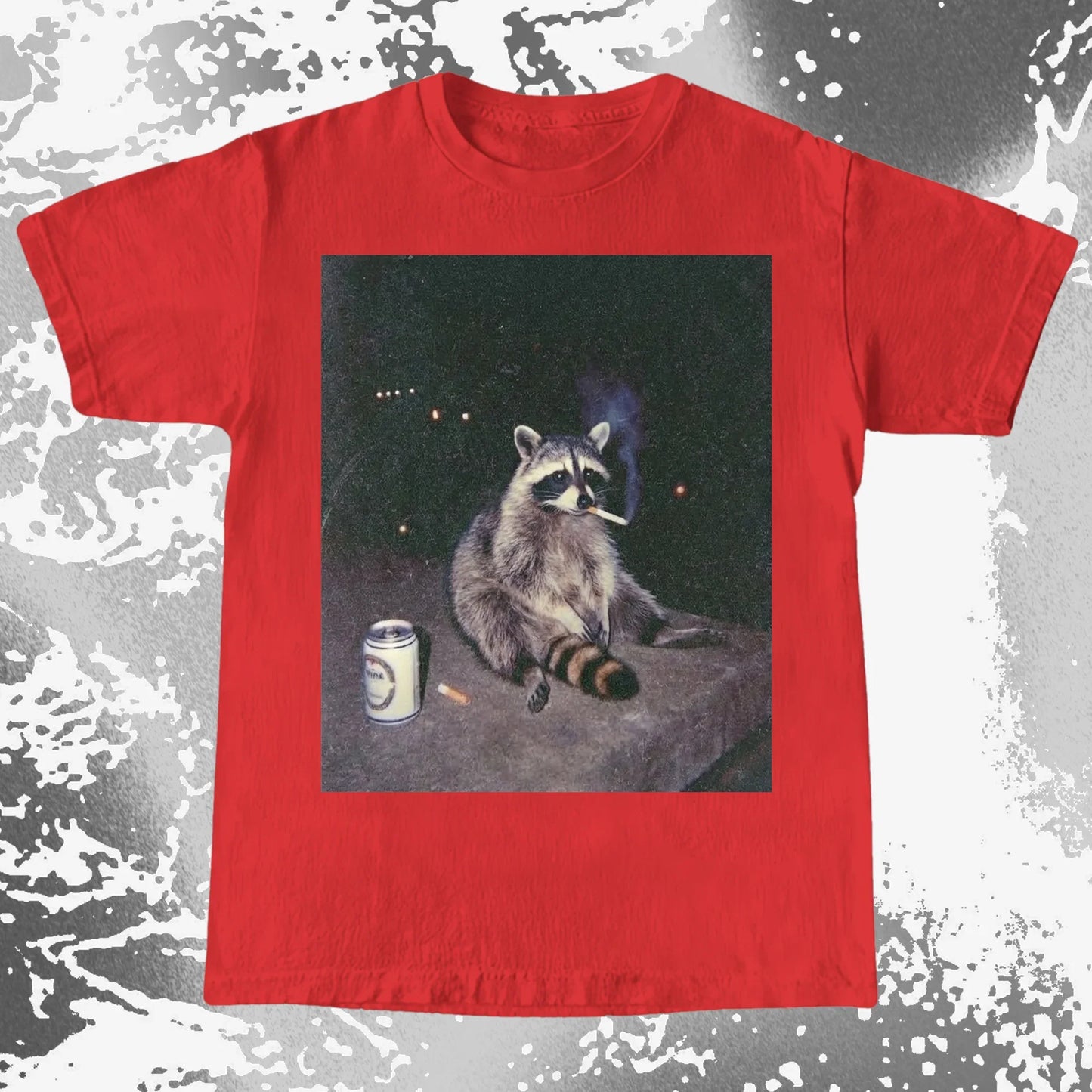 Raccoon Smoking T-Shirt, Late Night Loneliness Aesthetic, Dark Humor Animal Art, funny meme tee gift (view 8)