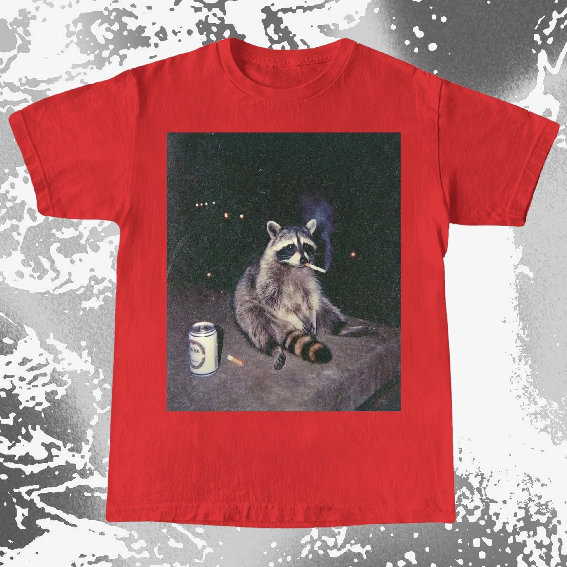 Raccoon Smoking T-Shirt, Late Night Loneliness Aesthetic, Dark Humor Animal Art, funny meme tee gift (view 8)