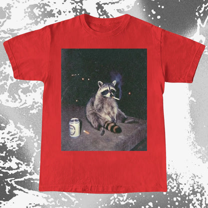 Raccoon Smoking T-Shirt, Late Night Loneliness Aesthetic, Dark Humor Animal Art, funny meme tee gift (view 8)