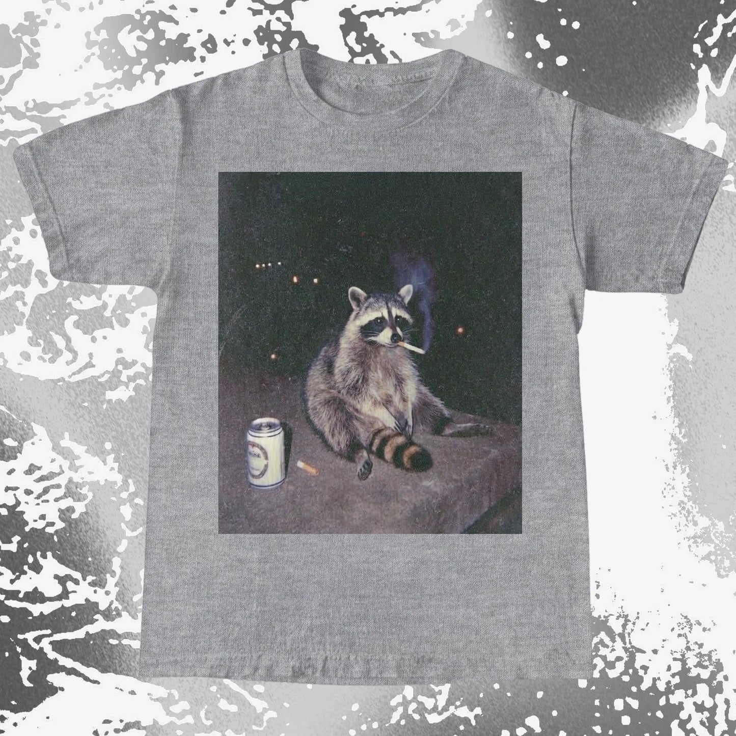 Raccoon Smoking T-Shirt, Late Night Loneliness Aesthetic, Dark Humor Animal Art, funny meme tee gift (view 4)