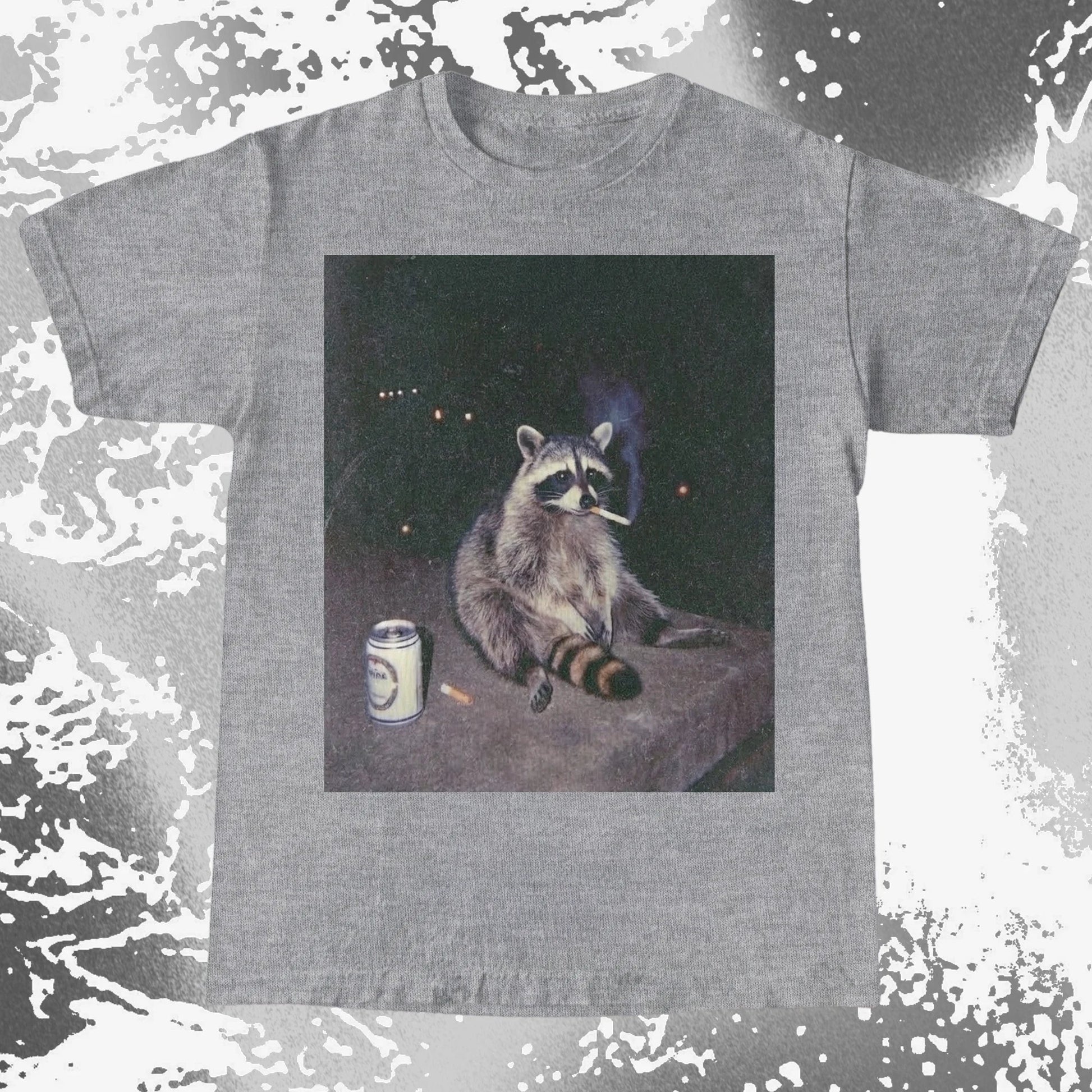 Raccoon Smoking T-Shirt, Late Night Loneliness Aesthetic, Dark Humor Animal Art, funny meme tee gift (view 4)
