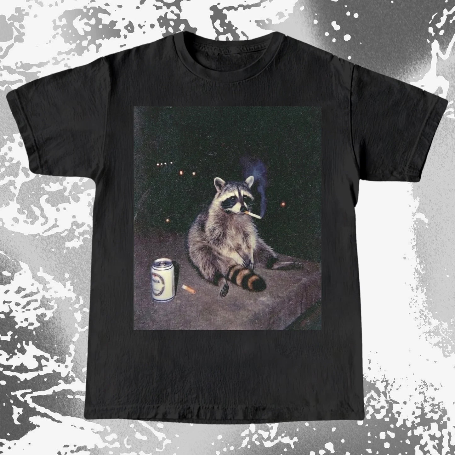 Raccoon Smoking T-Shirt, Late Night Loneliness Aesthetic, Dark Humor Animal Art, funny meme tee gift (view 10)