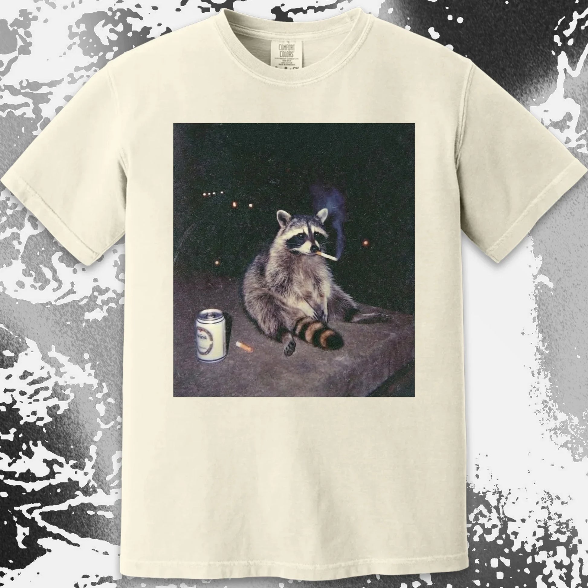 Raccoon Smoking T-Shirt, Late Night Loneliness Aesthetic, Dark Humor Animal Art, funny meme tee gift (view 17)