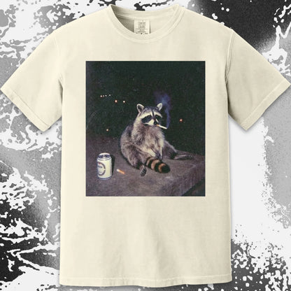 Raccoon Smoking T-Shirt, Late Night Loneliness Aesthetic, Dark Humor Animal Art, funny meme tee gift (view 17)